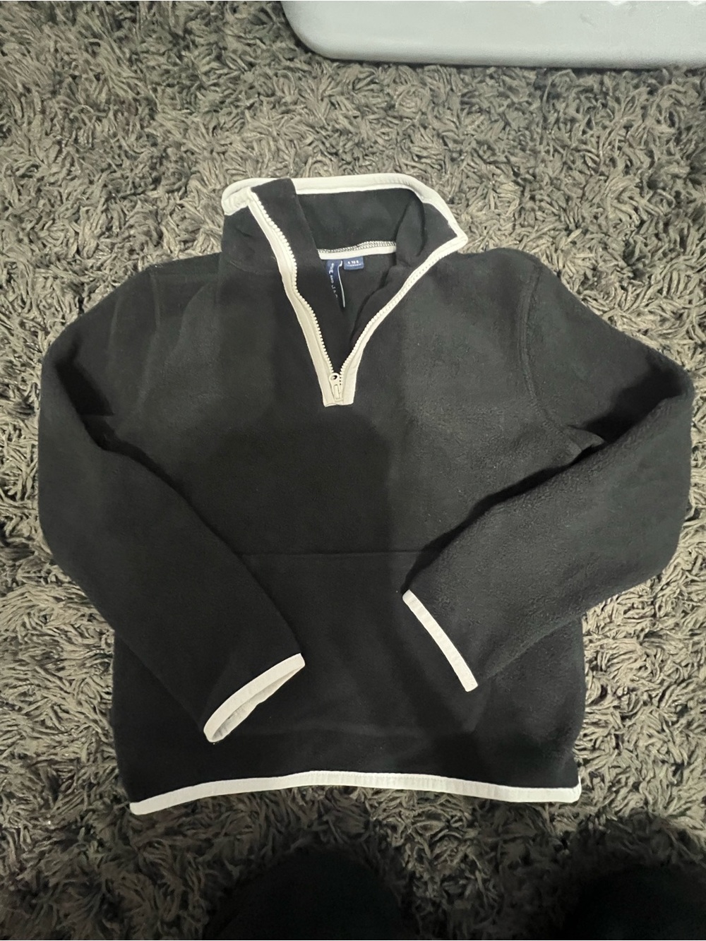 Janie and Jack Black Quarter-Zip Fleece with Cream Trim